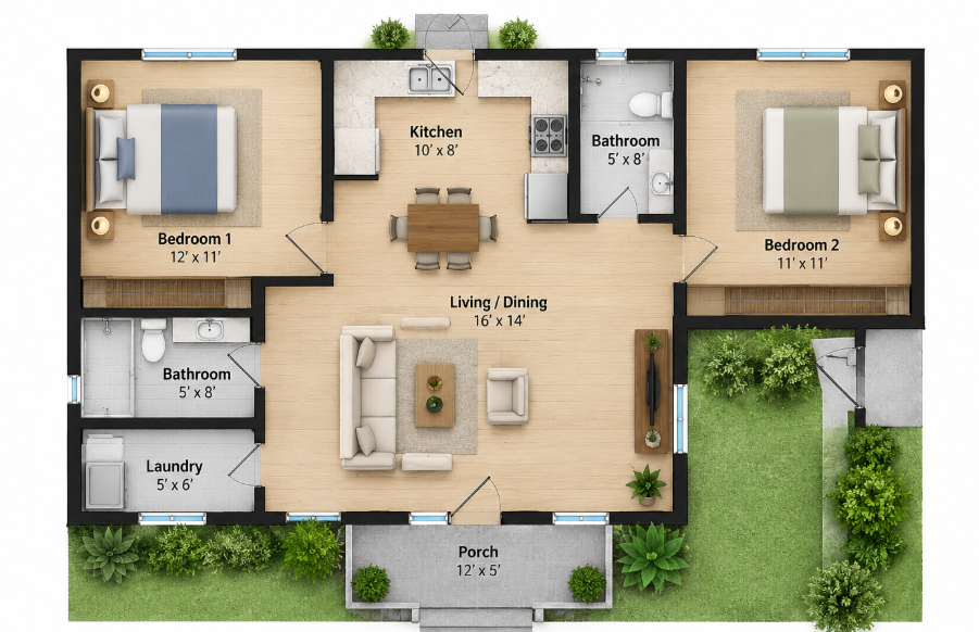 2 Bedroom House Floor Plan: Smart Ideas for a Comfortable and Practical Home